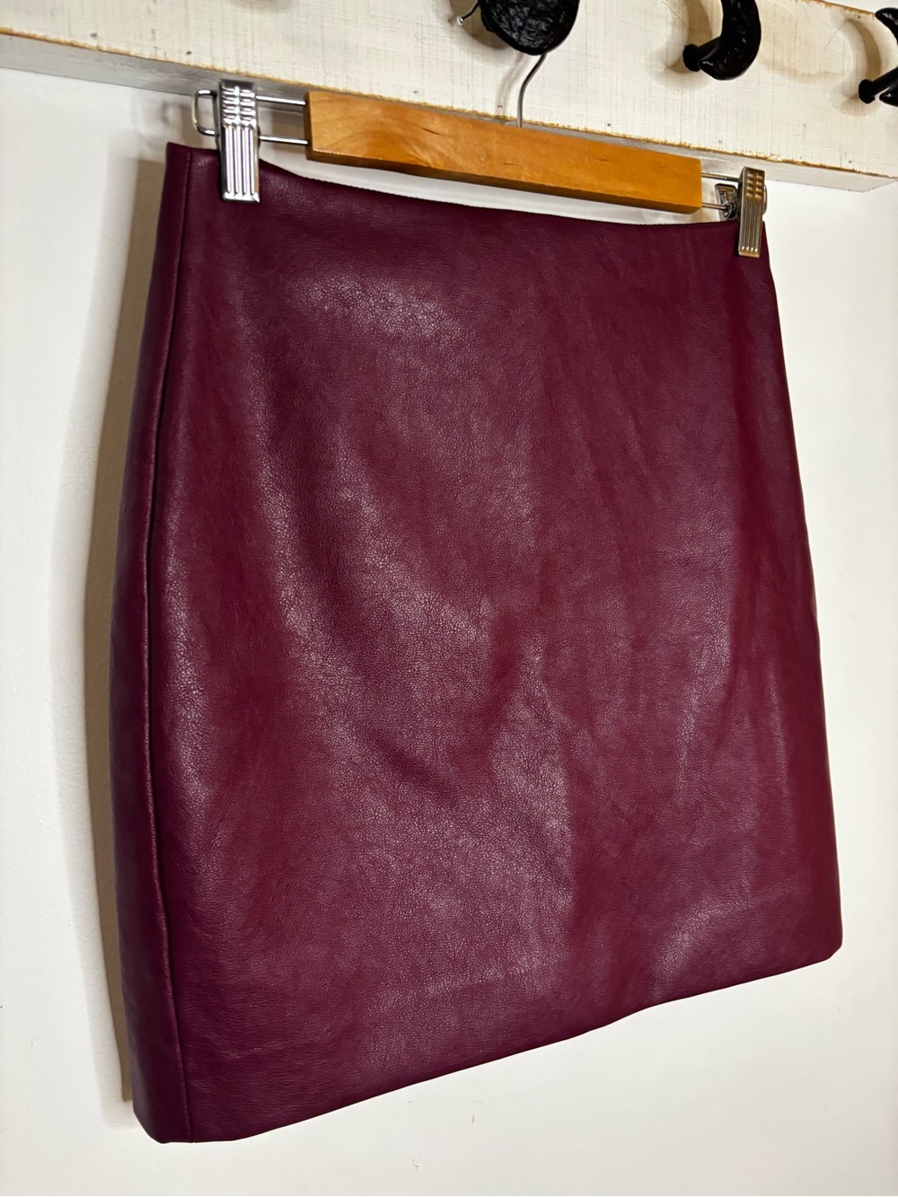 J. Crew Factory Faux Leather Pencil Skirt in Deep Burgundy